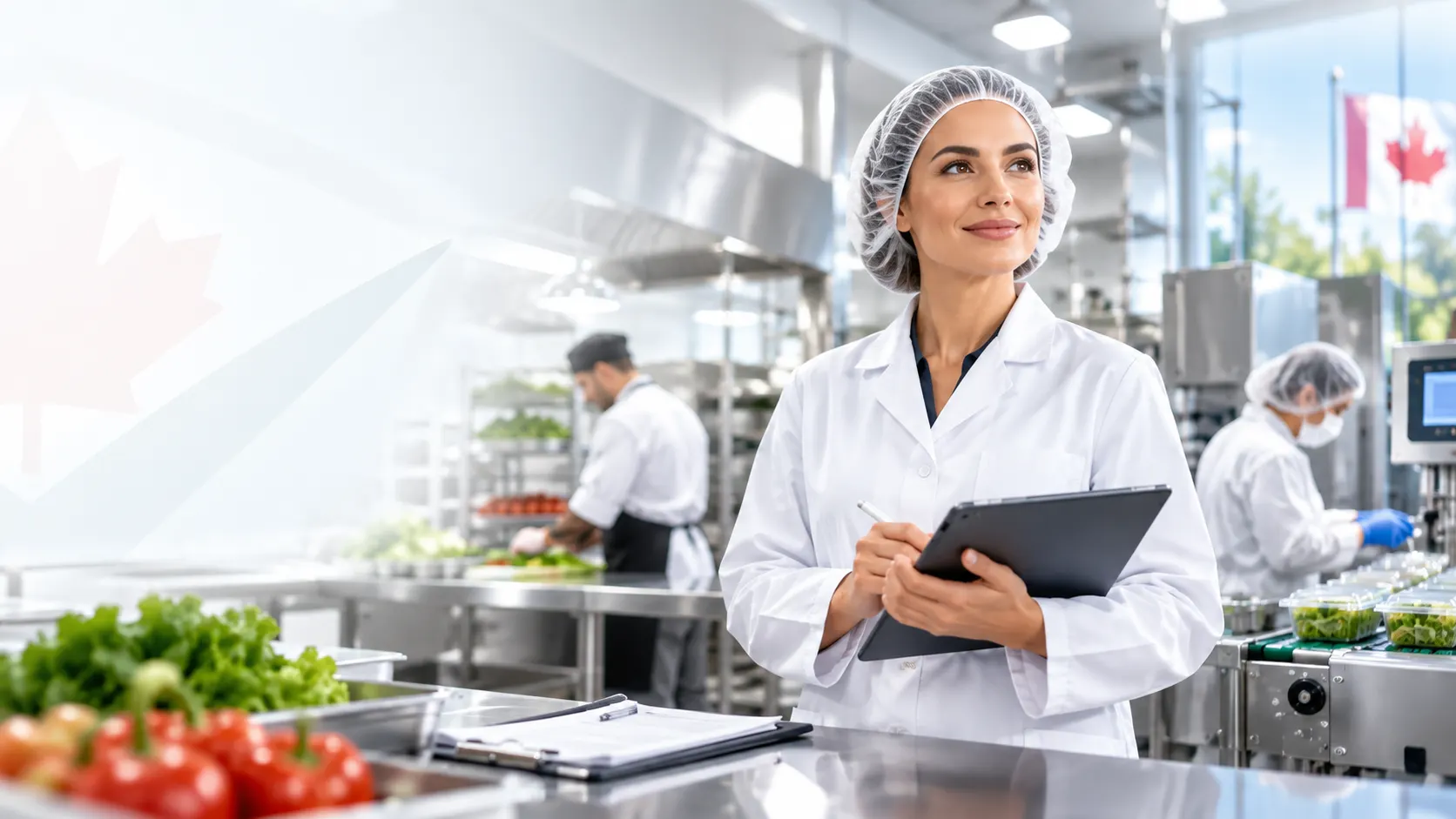 Food safety consultant reviewing practices in a commercial food operation